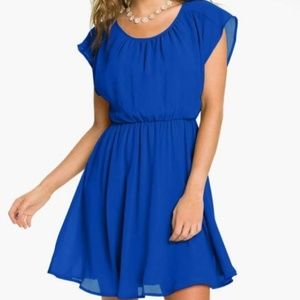 Lush Stella chiffon blouson dress in blue